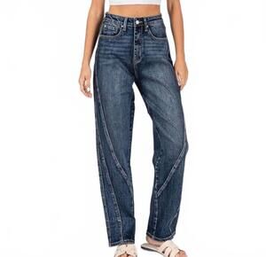 NEW PETRA153 women's high rise barrell jeans in blue